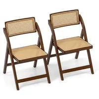 COSTWAY Klappstuhl 2er Set Esszimmerstühle, klappbar, Bambus 150kg