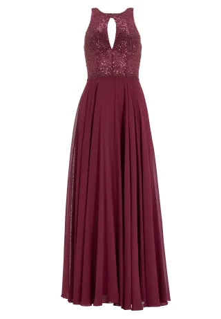 hey kyla - Abendkleid mit Stickerei und Cut-Out Detail grape wine - Gr. - 40
