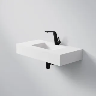 Steinberg Serie 444 Waschtisch Wandwaschtisch aus Mineo Stone, matt white, 444 7020 W 444 7020 W