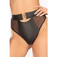 Axami High-Waist-Slip im edlen Lederlook mit goldfarbenem Frontverschluss