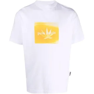 Klassisches weißes T-Shirt mit Blatt-Logo von Palm Angels