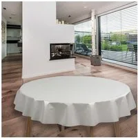 laro Tischdecke Wachstuch-Tischdecken Uni Weiß Rund 140cm