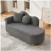 MODFU Chaiselongue Multifunktionale Chaiselongue 134x64x70 cm, Teddyplüsch, Wellenförmige Rückenlehne, hochdichter Sitzkissen 1 Teile, Inkl. Lenden- & Nackenkissen, Stauraum integriert