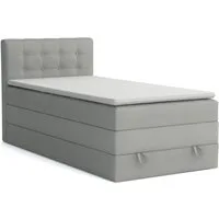 Deine Möbel 24 Boxspringbett JUNG 1 Polsterbett Komplettbett Hotelbett inkl. Topper (für Jugendliche Jugendbett Hellgrau Grau Anthrazit Schwarz Beige, 3-St., Bonellfederkernmatratze H3 Taschenfederkernmatratze H4), 90x200 100x200 120 cm Einzelbett Bo