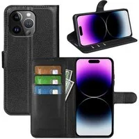 betterfon Handyhülle Handytasche für iPhone 15 Pro Max Klapphülle Schwarz, 3 Kartenfächer, Magnetverschluss & Standfunktion im Lederlook