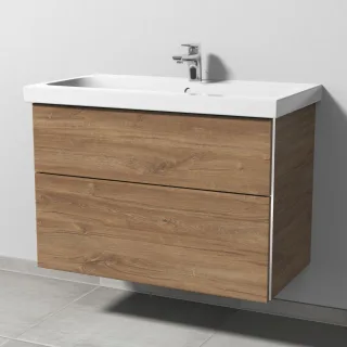 Sanipa 3way Waschtischunterbau zu Geberit iCon Light Waschtisch mit 2 Auszügen, Eiche-Kansas BR57559