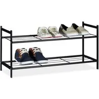 relaxdays Schuhregal mit 2 Ebene, schwarz