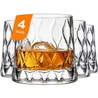 Pasabahce Gläser-Set Leafy Whiskeyglas, 4-tlg., Glas, ideal für Whisky, Bourbon & Cocktails, 300ml, 4er Set