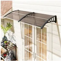 Outsunny Pultvordach Vordach für Haustür 75x195x23 cm (Überdachung 5mm Polycarbonat, 1 St., Sonnenschutz Regenschutz für draußen), Alu Braun