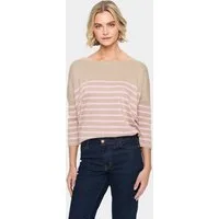 Saint Tropez Strickpullover MilaSZ R-neck Stripe Oversize Fit, Feinstrick, Viskosemischung