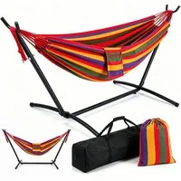 Sekey Hängematte mit Gestell, höhenverstellbare Doppelhängematte bis 200 kg belastbar, mit Tragetasche für Garten, Balkon und Terrasse, Indoor & Outdoor