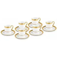 Karaca Kaffeeservice Karaca Royal Bone Victoria Kaffeetasse mit Untertasse Set für 6, Gold