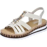 Rieker Sandale, Sommerschuh, Sandalette, Keilabsatz, im Metallic-Look