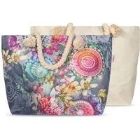 JACK Strandtasche Reißverschluss Baumwolle Descanso, mit wunderschönem Design, 40x55cm, Beachbag mit Innentasche