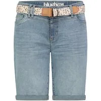 SUBLEVEL Jeansbermudas Damen Jeansbermuda mit schönem Gürtel Sommerhose, Denim Bermuda, Shorts mit Gürtel