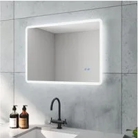 AQUABATOS LED-Lichtspiegel Badezimmerspiegel Badspiegel Led Spiegel mit Beleuchtung, 80x60cm Anti-beschlag Kaltweiß 6400K Touch IP44 Energiesparend