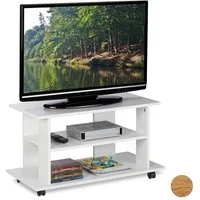 relaxdays TV-Regal TV Board fahrbar, 1-tlg., weiß