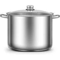 Ribelli Kochtopf Kochtopf Edelstahl, Suppentopf mit Glasdeckel & Kaltgriffen für Küche, 20L
