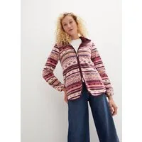 bonprix Fleecejacke mit Norweger-Muster, mit Kapuze, kuscheliges Material