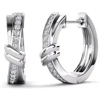 ROUGEMONT Paar Creolen Elegante Damen Creolen 1,8cm mit Zirkonia Besatz 18K Vergoldung, Extravagantes Design
