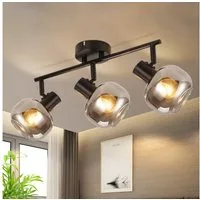 Nettlife Deckenstrahler Vintage Rauchgrau Glas E14, Schwenkbar 350°, LED wechselbar, für Wohnzimmer Schlafzimmer Küche Flur