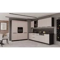 Küchen-Preisbombe Küchenzeile ARONA 280 + 180 Küchenblock Küche Einbauküche Kaschmir beige Schwarz