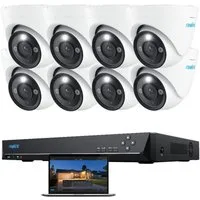 Reolink Überwachungskamera PoE 12 MP Ultra HD (Außenbereich, Innenbereich, 16-Kanal NVR mit 4TB HDD und 8 Dome Kameras, Zwei-Wege-Audio,Farb-Nachtsicht,Dauernde 24/7 Aufzeichnung)