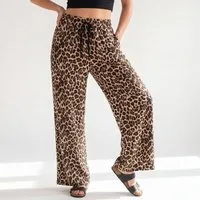 OriginalYou Palazzohose Damen Sommerhose Allover Print Leo Look Schlupfhose mit Stretchbund One Size 36-44 passend für (36-40 relaxed, 40-44 regular)