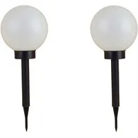 BURI Gartenleuchte 2er Set LED Solar Kugelleuchte 3 in 1 Kugellampe Leuchtkugel Gartenleu