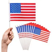 PHENO FLAGS Flagge Handfahne USA Amerika Fähnchen Stockfahne Handflagge (10er Set zur Deko), Flaggen mit Stab