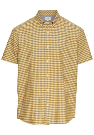 camel active - Kariertes Kurzarmhemd aus Baumwolle sunflower - Gr. - XL