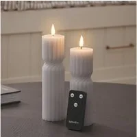 Lights4fun LED-Kerze 2er Set TruGlow® LED‑Stumpenkerzen mit Fernbedienung