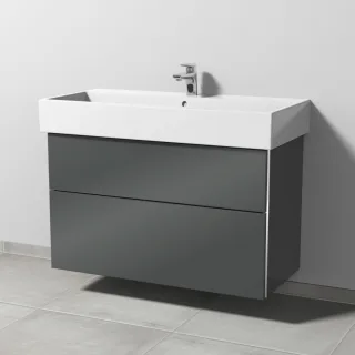 Sanipa 3way Waschtischunterbau zu Duravit Vero Air Waschtisch mit 2 Auszügen, Anthrazit-Glanz BS43579