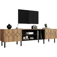 Merax Lowboard mit 2 Türen, 4 offenen Fächern, Metallbeine & Stauraum (1 St), TV-Schrank Wohnzimmer Möbel Fernsehschrank, 180x40x50cm