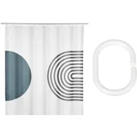 SCHÖNER WOHNEN-Kollektion Duschvorhang »Orfa« Breite 180 cm (Set, 17-tlg), aus recyceltem Polyester, abstraktes Motiv, mit 16 Duschvorhangringen