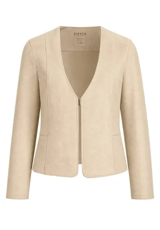 Bianca - Jacke in Veloursleder-Optik beige - Gr. - 48