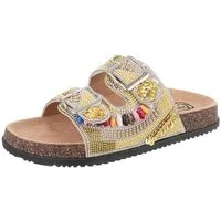 Ital-Design Damen Mules Freizeit Pantolette (86706532) Flach Pantoletten in Beige