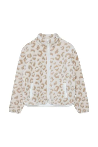 Leevje Mini-Me Leopard Print Teddy Jacke für Frauen