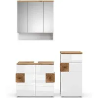 Vicco Badmöbel-Set Eden, Weiß Hochglanz/Artisan-Eiche, 3 Teile, (3-St., 3er Set)