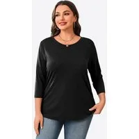 Imily Bela Oversize-Shirt Damen 3/4-Ärmel Runhals Loose Fit Basic Casual Tunika (Packung, 1-tlg., 1per-Packi) in Unifarbe