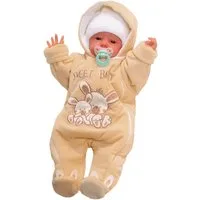 La Bortini Schneeoverall Baby Overall Wagenanzug Übergangsoverall mit Hasen kuschelig weich und warm, 44 50 56 62 68 74