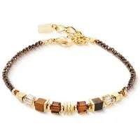 COEUR DE LION Armband Schmuck Edelstahl Armkette Wave Cube Flow Würfelkette, Made in Germany - mit Schmuckstein, Swarovski® Kristall, Glasstein