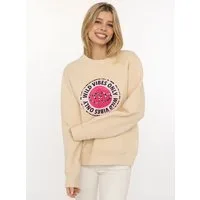 Zwillingsherz Hoodie "Wild Vibes" Rundhals, runder Druck mit Leomuster und Schriftzug