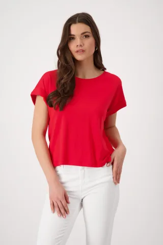 monari - T-Shirt mit Ärmelaufschlag red - Gr. - 38