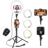 AIMAX Ringlicht 10 Zoll Ringlicht mit Fernsteuerung, mit 3 Farbe und 10 Helligkeitsstufen