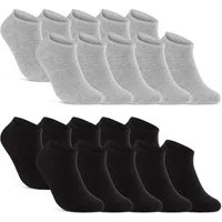 sockenkauf24 Sneakersocken 10, 20, 30 Paar Sneaker Socken Damen & Herren Schwarz Weiß Grau (Schwarz/Grau, 20-Paar, 47-50) Baumwolle - 16900