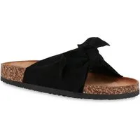 VAN HILL 833538 Pantolette Damen Sandalen Pantoletten Korkoptik Sommer Schlappen Hausschuhe