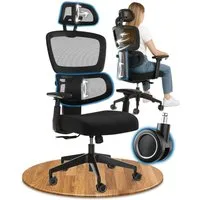 DESKSPACE Bürostuhl Move Ergonomischer Bürostuhl 3-stufige Neigung Schreibtischstuhl 150kg, Intelligente Lordosenstütze zur automatischen Rückenunterstützung