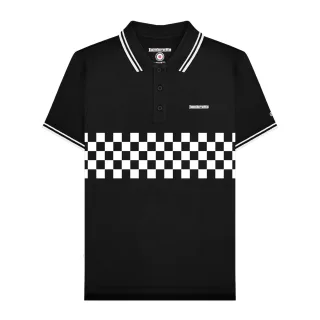Lambretta - "SS25" Poloshirt Mit kontrastfarbenen Streifen für Herren (Schwarz/Weiß)