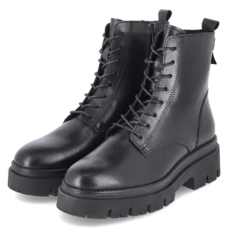 Tamaris Schnürboots - Gr. 36 - Schwarz - Glattleder